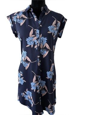 Express blue floral shirt dress Dress size XS